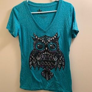 Teal owl top